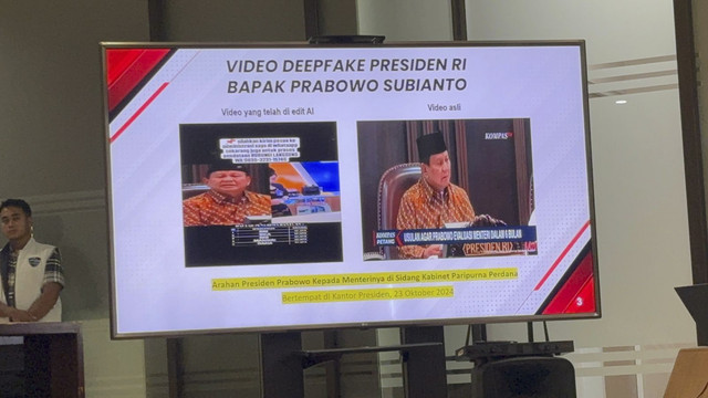 Barang bukti ditunjukkan pada konferensi pers pengungkapan penipuan dengan deepfake AI yang mengatasnamakan pejabat negara oleh Dittipidsiber Bareskrim Polri pada Kamis (23/1/2025). Foto: Abid Raihan/kumparan