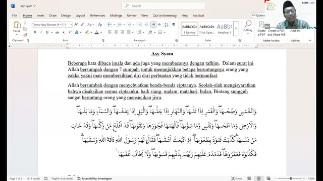 Tangkapan layar zoom meeting kajian tafsir al qur'an UMS.