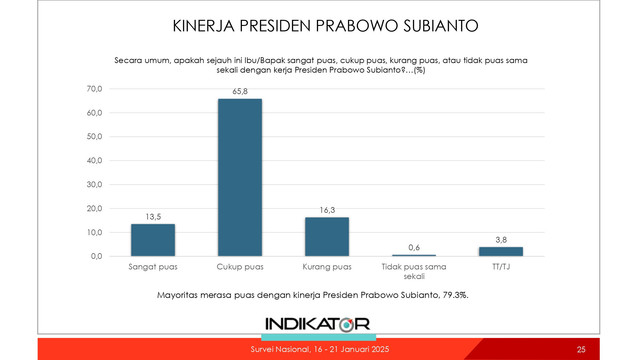 Survei kinerja Presiden Prabowo Subianto. Foto: Indikator Politik Indonesia