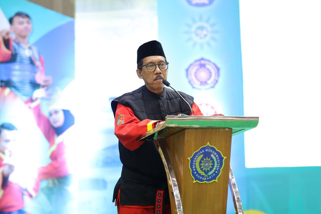 Sambutan Ketua Umum PP Tapak Suci Putera Muhammadiyah, Drs. M. Afnan Hadikusumo. Dok Humas UMS