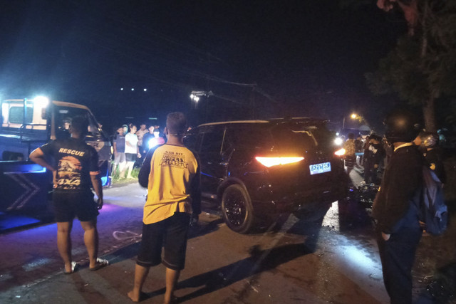 Fortuner yang tabrak sejumlah kendaraan di Bantul.
 Foto: Dok. Polres Bantul