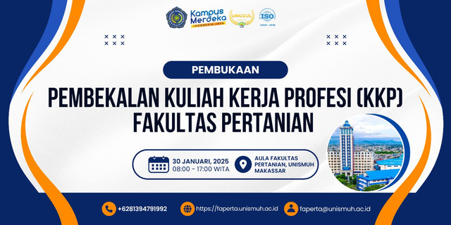 Sebelum dilepas untuk meggelar Pengabdian di tengah Masysarakat, Khususnya di Kabupaten Barru dan Pangkep, sebanyak limapuluh lima orang mengikuti kegiatan Pembekalan Kuliah Kerja Profesi (KKP) Kegiatan Pembekalan tersebut di gelar di Gedung Menara Iqra Lantai 6 Unismuh Makassar 