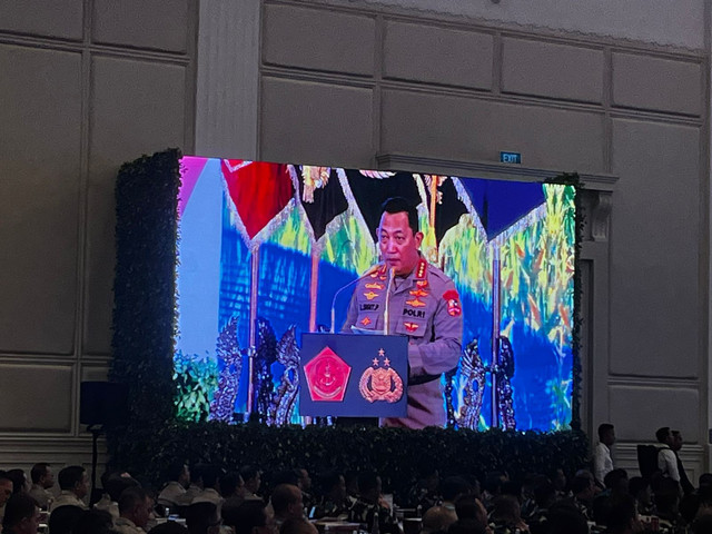 Kapolri Listyo Sigit Prabowo menghadiri Rapat Pimpinan (Rapim) TNI-Polri Tahun 2025 di gedung tribrata, Jakarta Selatan, Kamis (30/1). Foto: Rayyan Farhansyah/kumparan