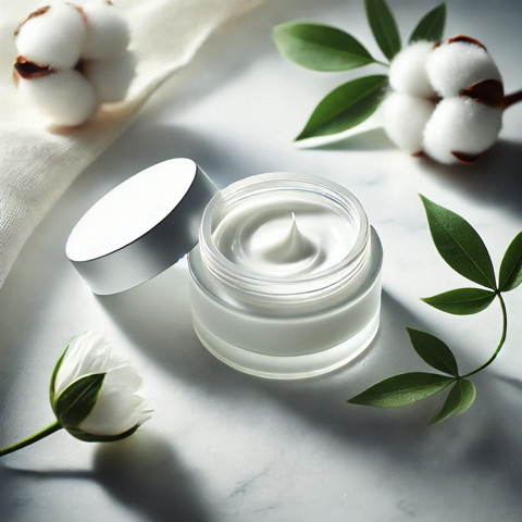 Gambar yang menunjukan moisturizer dalam jar minimalis sumber: OpenAi