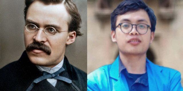 Gambar: Friedrich Nietzsche dan Moh. Khalil. Nietzche sebagai latar belakang pemikiran  khalil Sumber: www.devianart