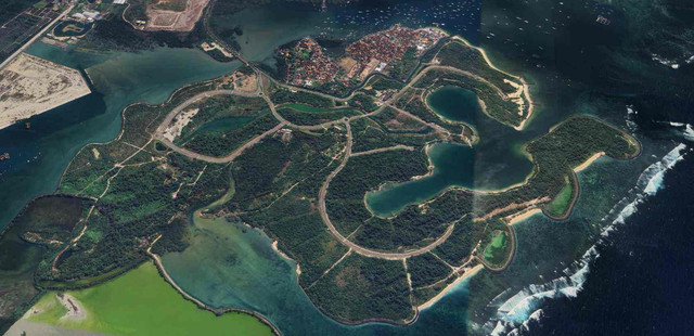 KEK Kura-Kura Bali yang berlokasi di Pulau Serangan, Kota Denpasar, Bali (sumber: Google Earth)