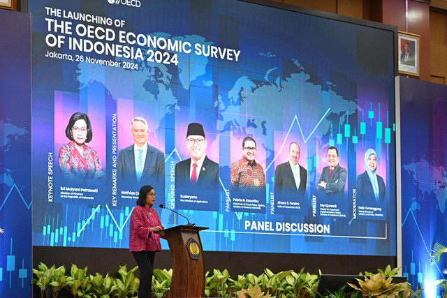 Menkeu dan Sekjen OECD Luncurkan Survei Ekonomi OECD Indonesia 2024, Dukung Program Presiden. Source : https://kemenkeu.go.id/informasi-publik/publikasi/siaran-pers/Luncurkan-Survei-Ekonomi-OECD-Indonesia-2024 