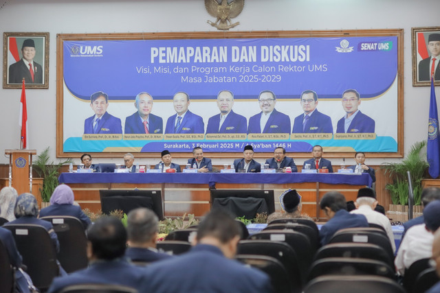 Pemaparan dan diskusi visi, misi dan program kerja 7 Calon Rektor UMS masa jabatan 2025-2029 Dok Humas UMS