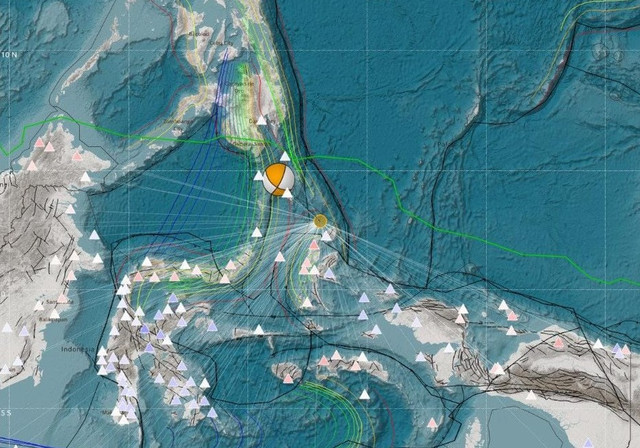 Pusat gempa Pulau Doi, Maluku Utara, Selasa (4/2/2025). Dok. BMKG