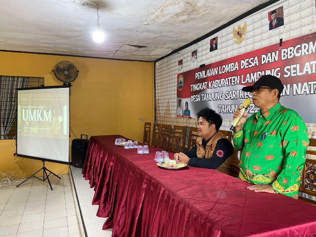 Sambutan dari Sekretaris Desa Tanjung Sari, Bapak Wahyudi. Photo by Kelompok KKN 162 