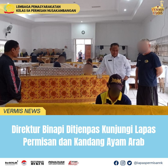 Direktur Binapi Ditjenpas Kunjungi Lapas Permisan dan Kandang Ayam Arab