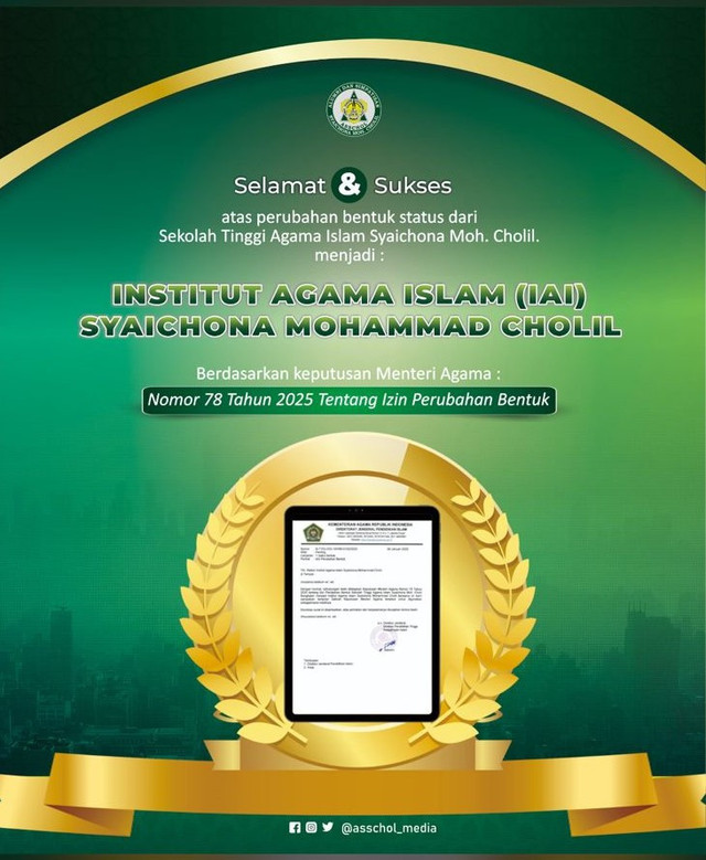 Alhamdulillah, Sukses Alih Bentuk Institut Agama Islam Syaichona Mohammad Cholil