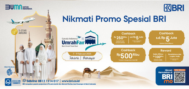 Nikmati promo Umrah dengan cashback bersama BRI. Foto: Dok. BRI