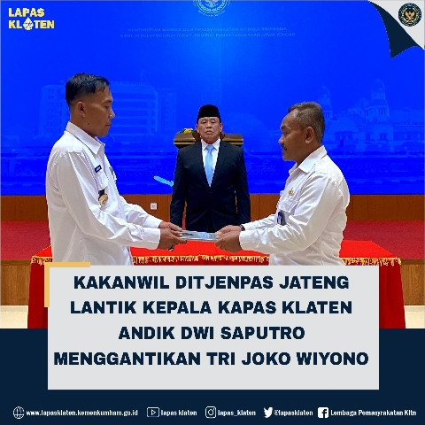 Kakanwil lantik Kepala Lapas Klaten