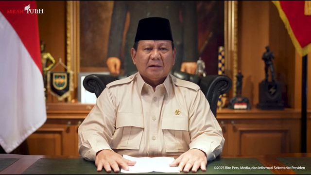 Presiden Prabowo Subianto ucapkan selamat Hari Pers Nasional (HPN) ke-79 Tahun 2025. Foto: Youtube/Sekretariat Presiden