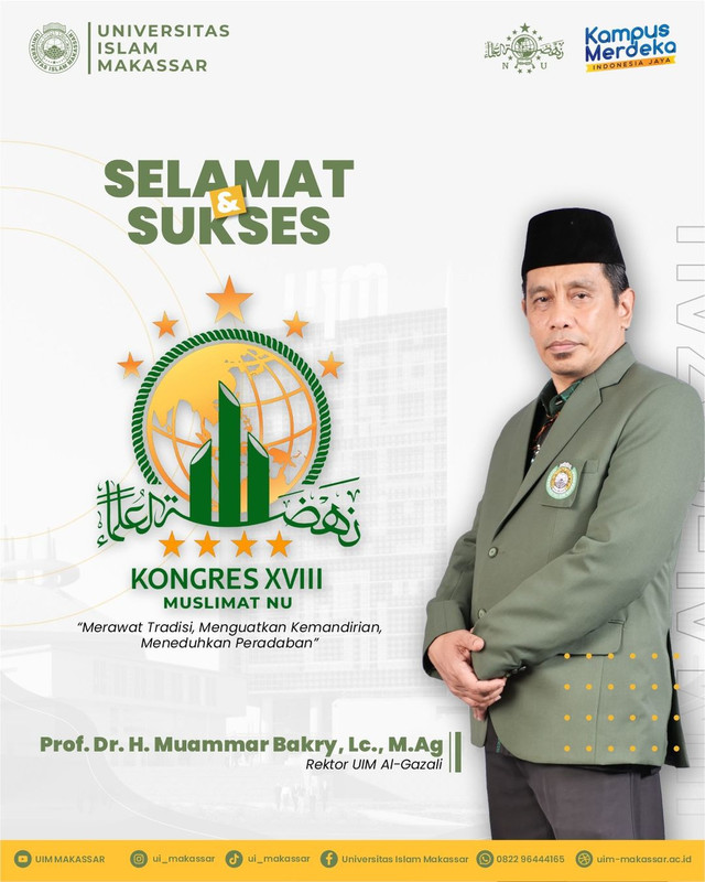 Rektor UIM Prof Muammar Bakry Ucapkan Selamat Kongres Muslimat NU