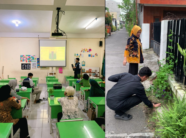 Pemaparan Edukasi Materi dan Penerapan Lubang Resapan Biopori pada Kelompok Wanita Tani (KWT) (Sumber: Dokumen Pribadi)