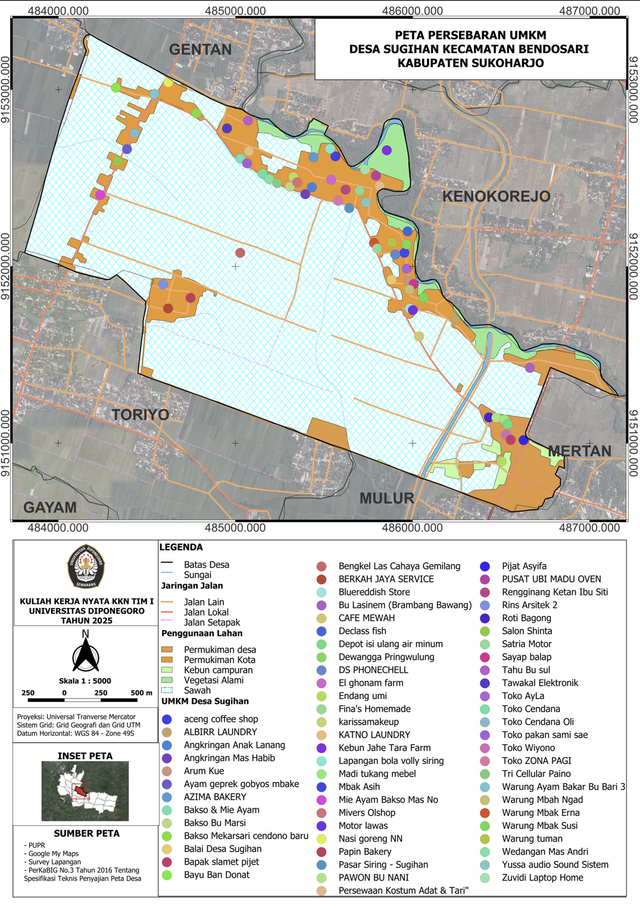 Peta UMKM Desa Sugihan, Bendosari, Sukoharjo
