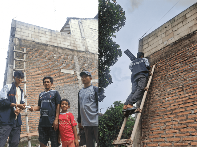 Mahasiswa KKN Undip Pasang Lampu Panel Surya untuk Terangi Jalanan Desa