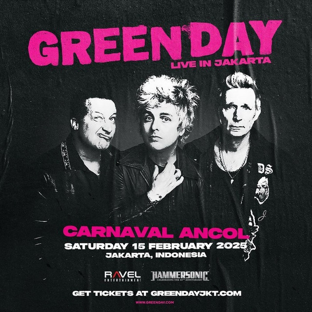 Green Day akan mengadakan konser di Jakarta pada 15 Februari 2025 di Jakarta International E-Prix Circuit (JIEC). Foto: Instagram Green Day