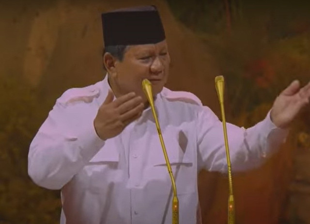 Gimmick silat Prabowo Subianto di HUT ke-17 Gerindra di SICC Bogor. Foto: Dok. Istimewa