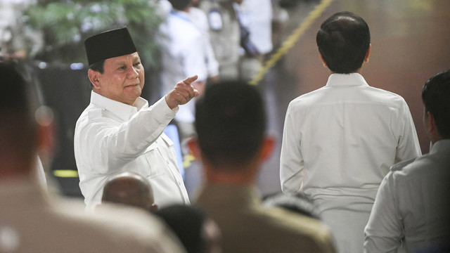 Presiden yang juga Ketua Umum Partai Gerindra Prabowo Subianto menghadiri perayaan HUT Ke-17 Partai Gerindra di Sentul International Convention Center, Bogor, Jawa Barat, Sabtu (15/2/2025). Foto: ANTARA FOTO/Hafidz Mubarak A