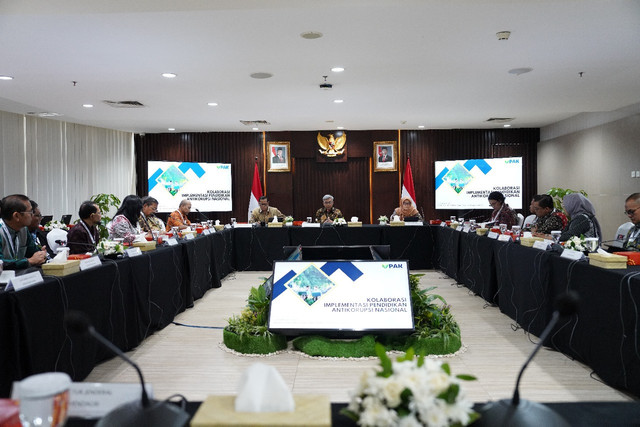 High level meeting bertajuk "Kolaborasi Implementasi Pendidikan Antikorupsi" yang digelar di Gedung Merah Putih KPK, Jakarta, Jumat (14/2). Foto: Dok KPK