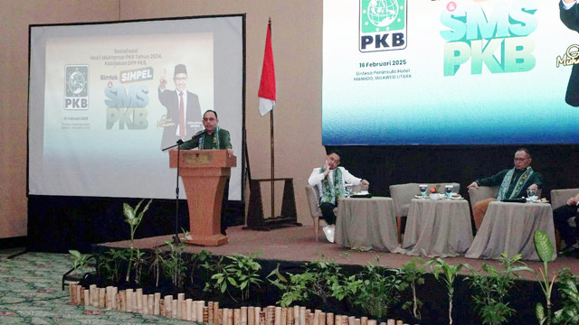 Ketua DPW PKB Sulawesi Utara, Yusra Alhabsyi, pada pembukaan sosialisasi hasil Muktamar 2024.