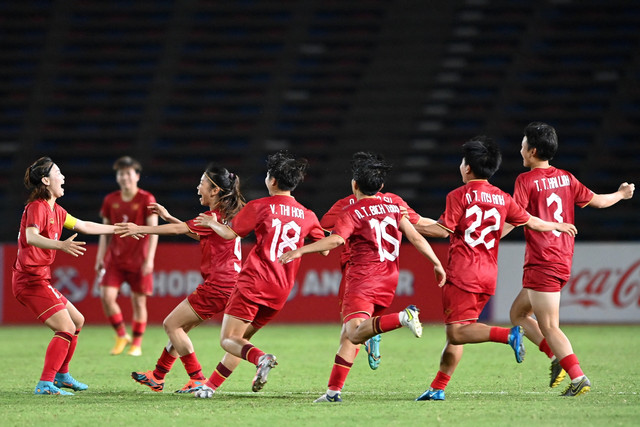 Timnas Wanita Myanmar. Foto: AFP/TANG CHHIN Sothy