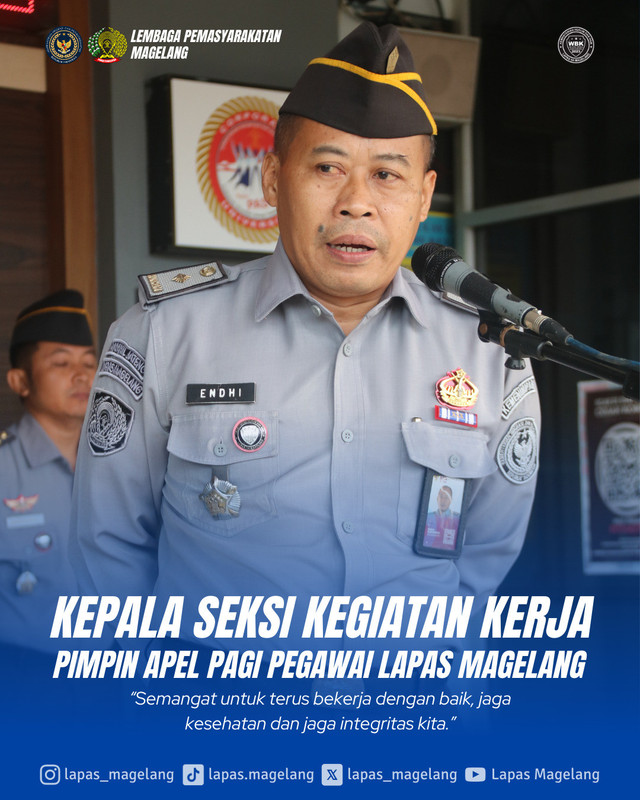 Kepala Seksi Kegiatan Kerja Pimpin Apel Pagi Pegawai Lapas Magelang