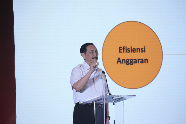 Ketua Dewan Ekonomi Nasional (DEN) Luhut Binsar Pandjaitan memberikan sambutan pada acara kumparan The Economic Insights 2025 di The Westin, Jakarta, Rabu (19/2/2025). Foto: Aditia Noviansyah/kumparan