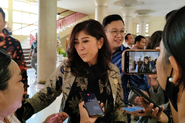 Menteri Komunikasi dan Digital (Menkomdigi) Meutya Hafid di Balairung UGM, Kamis (20/2/2025). Foto: Arfiansyah Panji Purnandaru/kumparan