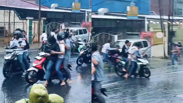 Pelajar SMA terlibat tawuran di Jalan Kh Ahmad Dahlan, Kelurahan Kupang Raya, Kecamatan Teluk Betung Utara, Bandar Lampung. | Foto: Dok Istimewa