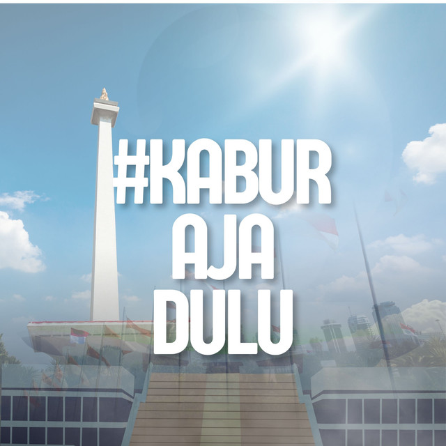 Ilustrasi Teks #KaburAjaDulu. Gambar: Pribadi - Canva