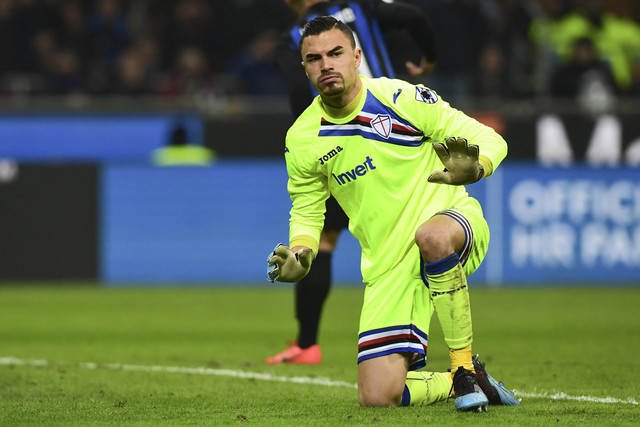 Emil Audero sewaktu membela Sampdoria. Foto: Miguel Medina/AFP