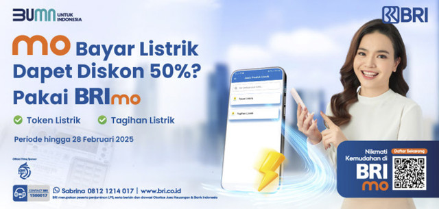 Nikmati hemat tarif listrik 50% dengan BRImo. Foto: Dok. BRI