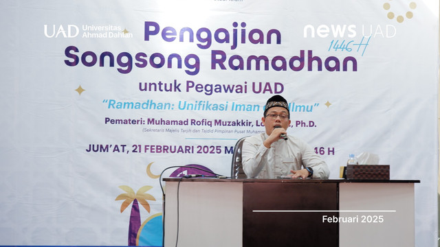 LPSI Universitas Ahmad Dahlan (UAD) menyelenggarakan pengajian dalam rangka menyongsong bulan suci Ramadan 1446 H (Dok. Humas UAD)