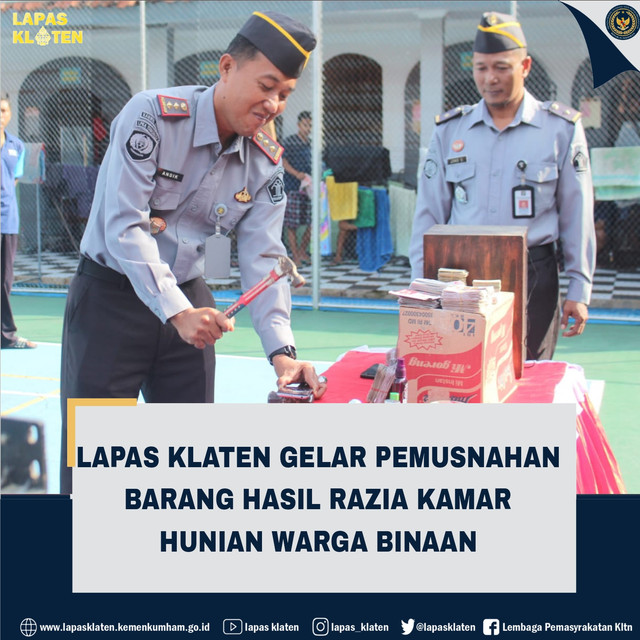 Lapas Klaten gelar Pemusnahan Barang Bukti Razia