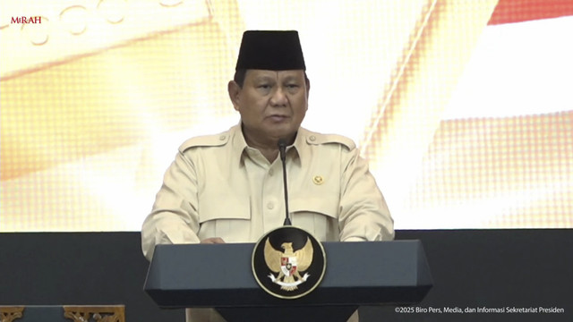 Presiden RI Prabowo Subianto resmikan Layanan Bank Emas Pegadaian dan BSI di Jakarta, Rabu (26/2/2025). Foto: YouTube/ Sekretariat Presiden