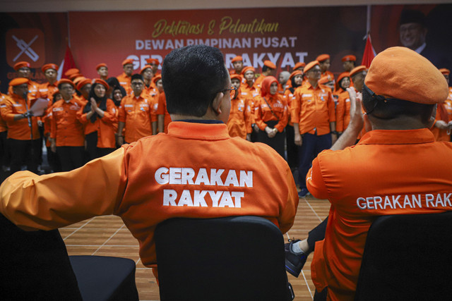 Politisi Anies Baswedan menghadiri deklarasi dan pelantikan organisasi masyarakat Dewan Pimpinan Pusat (DPP) Gerakan Rakyat di Jakarta, Kamis (27/2/2025). Foto: Iqbal Firdaus/kumparan