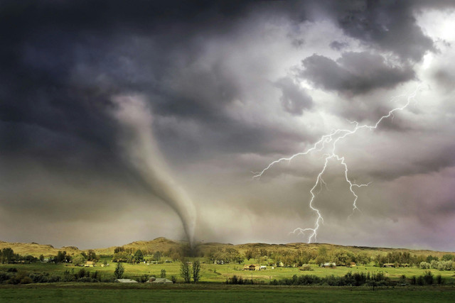 Photo by Ralph W. lambrecht: https://www.pexels.com/photo/lightning-and-tornado-hitting-village-1446076/