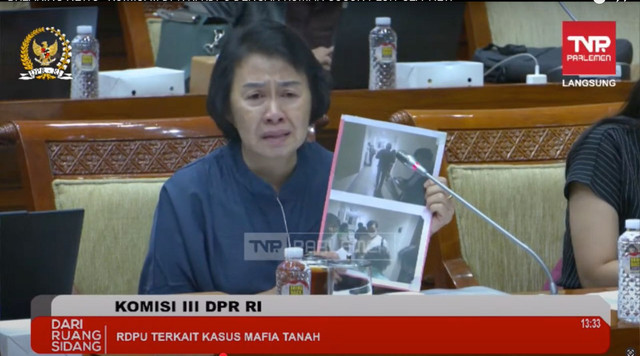 Komisi III rapat terkait kasus mafia tanah dengan warga di Komisi III DPR, Kamis (27/2). Foto: Dok. Youtube TVParlemen