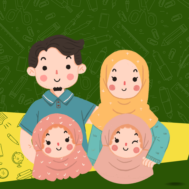 ilustrasi orang tua dan anak dibuat oleh Anis Zakia menggunakan aplikasi Canva 