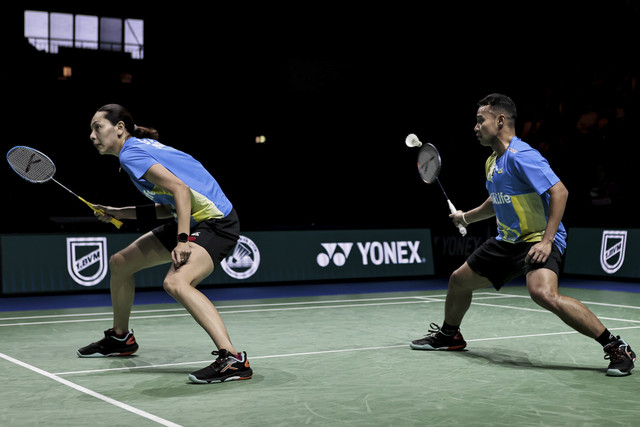 Rehan Naufal Kusharjanto/Gloria Emanuelle Widjaja saat bertanding di German Open 2025. Foto: Dok. PBSI/Badmintonphoto/Yang Shaochen