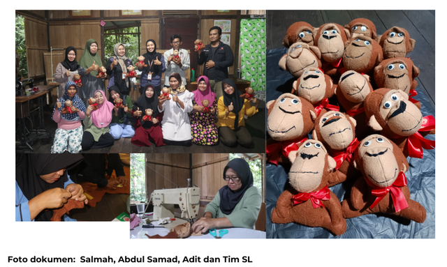 Ibu-ibu Perajin binaan YP membuat boneka orangutan. (Foto dok. Salmah, Abdul Samad, Adit dan tim SL).