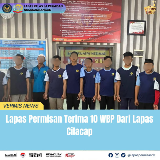 Lapas Permisan Terima 10 WBP Dari Lapas Cilacap