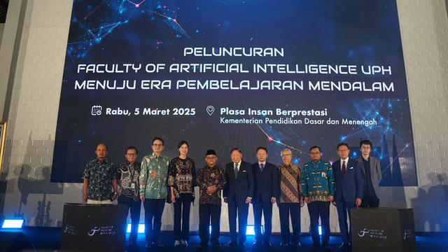 Peluncuran Faculty of Artificial Intelligence (AI) Universitas Pelita Harapan (UPH) bertajuk ‘Menuju Era Pembelajaran Mendalam’ di Plasa Insan Berprestasi, Gedung A, Kementerian Pendidikan Dasar dan Menengah (Kemendikdasmen) Republik Indonesia, Rabu, 5 Maret 2025.