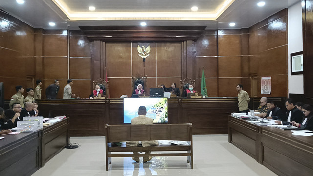 Hotman Paris dalam sidang kasus pencemaran nama baik, PN Jakarta Utara, Kamis (6/3/2025). Foto: Giovanni/kumparan