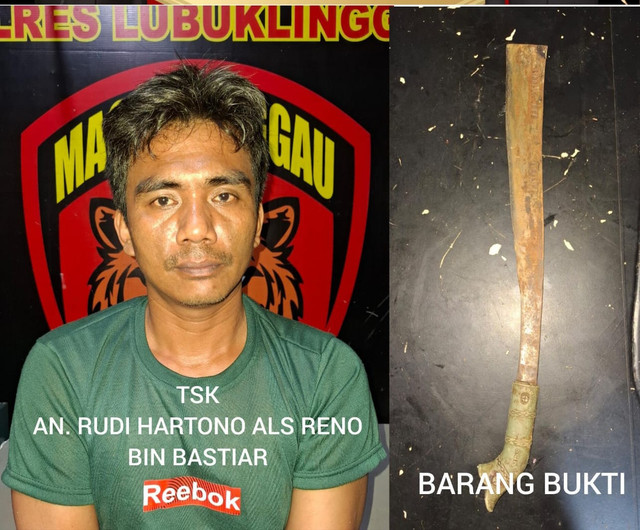 Pria bernama Rudi Hartono beserta barang bukti saat diamankan polisi. (ist)