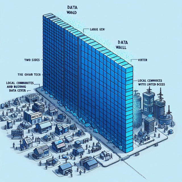 Visualisasi metaforis data wall (Sumber: Bing Image Creator)